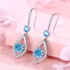 Pendientes de plata de imitación Joyería para orejas multicolor coreana Hebilla para oreja de circonita brillante nueva Pendientes largos de gota de diamante grande Venta al por mayor