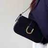 Bolso de textura de alta calidad piel charol brillante retro hebilla de herradura color vino tinto moda portátil bolso de axila bolso bandolera