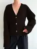Amazon Transfronterizo Abrigo Suéter para Mujer Otoño e Invierno 2025 Nuevo Casual Color Sólido Cuello en V Cintura Alta Bolsillo de Punto Cárdigan