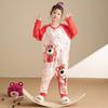 Versión coreana de camisón de manga larga pijama de una pieza niña bebé caricatura cuello redondo botón a presión pijama de algodón ropa de casa de una pieza al por mayor