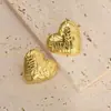 Pendientes Dorados en Forma de Corazón Estilo Europeo y Americano, Pendientes de Botón de Alta Gama para Mujer, Pendientes de Acero Inoxidable de Lujo Ligero, Personalización Profesional de Joyería