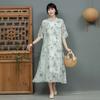 Tamanho grande Vestido Cheongsam Chinês Novo Feminino Vestido Estilo Chinês Feminino Saia Melhorada Verão Elegante Saia Redutora de Idade Retrô
