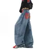 Pantalones de Pierna Ancha hasta el Suelo con Parches a Cuadros Estilo Americano, Cordones, Cómodos Pantalones tipo Cimitarra, Jeans de Pierna Recta, Moda Casual, Ropa para Mujer