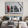 Pintura decorativa moderna minimalista creativa para mesita de noche de dormitorio, tendencia de moda, pintura colgante para pared de fondo de sala de estar, oso violento niños