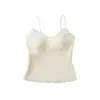 Camisola de lunares con escote en V y ribete de encaje puramente seductor, top de verano nuevo ajustado y corto para chicas calientes, para mujer