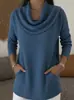 Outono/Inverno 2025 Novo Gola Alta Cor Sólida Manga Longa Estilo Europeu e Americano da Amazon Suéter Casual Confortável com Bolso para Mulheres