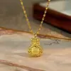 Tienda de Joyería Chapada en Oro Mismo Estilo Filigrana Hueca Bolsa de la Suerte Bolsa de Dinero Colgante para Mujeres con Diseño Único Cadena para Clavícula Imitación Oro