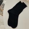 Calcetines de Verano Finos Lolita Apilados para Mujer Cas Color Sólido Media Longitud Calcetines de Diosa Boca de Pino Bordes de Oreja Calcetines de Caña Larga sin Costuras