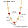 Miduoduo Corazón Romántico Francés Piedra de Cristal Checo Conjunto de Joyería Pulsera Collar Acero Inoxidable Chapado en Oro Real 18K