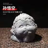 Estátua de Buda Feita de Arenito Verde, Ornamentos de Dragão e Bastão Dourado, Bonsai, Rochedo, Decoração de Micro-Paisagem