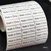 Etiquetas Autoadhesivas Madeinchina en Inglés para Productos de Amazon Fba, Papel de Etiqueta de Origen Made in China