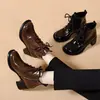 Botas Estilo Britânico Doc Martens Femininas 2026 Nova Coleção Outono Inverno Bico Redondo Salto Alto Botas Estilo Britânico Couro Macio Botas Individuais Sola Grossa Botas Curtas