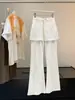 Jeans Feminino Estilo Coreano Falso Duas Peças Barra Franzida Micro Flare Outono Nova Moda Retrô Camadas Emagrecedor Casual Perna Larga Longo