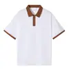 Camisa Polo de Algodão com Gola Lapela Moda Roupa de Trabalho Estampada Manga Curta Roupa de Aula Combinação de Cores Ombro Solta Camiseta