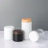Tarro de crema de vidrio transparente de 120 ml con tapa de veta de madera, tarro para crema de ojos, tarro de crema de 60 ml, tarro de crema sellado de vidrio negro mate