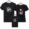 2022 Verano Nuevo Ropa Familiar Camiseta de Manga Corta Ropa para Padres e Hijos Madre-Hijo Madre-Hija Manga Corta Estilo Chino Transfronterizo Danza del León
