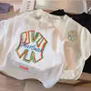 Roupa 100% Algodão Puro Infantil para Meninos, Camiseta Nova da Moda de Manga Curta para Bebês e Crianças Pequenas, Blusa de Verão Infantil