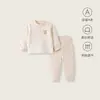 Conjunto de Ropa de Otoño para Bebé para Hombres y Mujeres, Ropa Interior Térmica, Algodón de Terciopelo Suave, Ropa de Casa de Cintura Alta para Recién Nacidos, Pijama, Conjunto de Dos Piezas