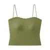 5158 # Camisola con ribete de encaje para mujer, estilo verano con copas incorporadas, tirantes finos, hermoso diseño en la espalda, se puede usar como top exterior