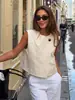 Estilo Novo Primavera/Verão 2026 Colete de Uma Botão Sem Manga Cor Sólida Moda Transfronteiriça Europeia e Americana Top