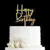 Cruzamento Fronteira Dourado Espelhado Inglês Feliz Aniversário Acrílico Plug-in para Bolo Festa de Aniversário de Bebê Decoração Plug-in para Bolo