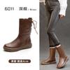 Botas Martin de couro legítimo vintage para outono e inverno, botas femininas marrons com salto grosso e plataforma, forradas com lã, quentes para mulheres