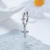 Pendientes Únicos de Cruz Azul Glacier Wish Varilla de Aleación de Titanio Violín Joyería para Perforación de Hueso del Oído