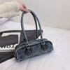 Bolso de Lona Vintage para Mujer 2025 Nuevo Estilo Japonés Mezclilla Lavada Bolso de Hombro para el Trabajo con un Toque de Lujo, Bolso Baguette para Debajo del Brazo