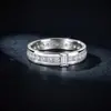 Anillo de Plata de Ley S925 con Moissanita Completa, Doble Capa, Anillo de Banda Lisa con Moissanita en Círculo Completo, Más Vendido en Amazon