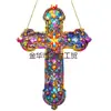 Atrapasol de Vidrio de Colores Acrílico Transfronterizo Estilo Cruz Decoración de Patio Decoración Festiva Regalo Religioso