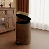 Cubo de Basura con Imitación de Madera Estilo Vintage, Contenedor de Almacenamiento para Hogar y Oficina, Doble Capa con Tapa, Papelera, Cubo Sanitario de Gran Capacidad
