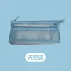 Estojo de Lápis de Malha Transparente para Estudantes, Bolsa de Material Escolar Específica para Provas, Estojo de Lápis Tridimensional de Dupla Camada de Grande Capacidade para o Início das Aulas