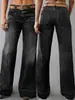 Novos Jeans Femininos de Sarja Wide-Leg Longos, Alta Qualidade, Calças Casuais da Moda, Adequados para Todas as Estações, Confortáveis de Usar
