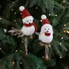 Pájaro de Espuma Artificial Transfronterizo Fieltro de Lana Bufanda Roja Sombrero Pájaro Decoración de Navidad Colgante para Árbol de Navidad