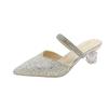 Sandalias de Punta Cerrada Nuevo Estilo 2025 para Mujer, Verano Punta Puntiaguda Estilo Coreano Elegantes Tacón Alto Grueso Zapatos y Pantuflas de Boda