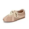Zapatos de Entrenamiento Alemanes para Mujer Primavera 2026 Estilo Vintage Cuero Tejido Transpirables Casuales Suela Suave Versátiles Zapatos Planos de Piel Genuina para Mujer