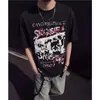 Camiseta Estilo High Street con Diseño de Collar, Manga Corta, Unisex, Nueva Moda de Verano, Marca de Tendencia, Fresca y Elegante, Top Irregular Rasgado de Media Manga