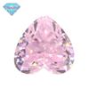 Huagang Gem 9A Flor de Gelo em Forma de Coração Lapidada Diamante de Alto Carbono Rosa Claro Joia DIY Zircônia Pedra Bruta Anel Pedra Principal