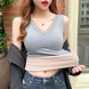 Tops Calientes para Mujer, Camisolas Gruesas de Terciopelo, Camisolas de Encaje para Mujer con Almohadillas en el Pecho, Tops Ajustados, Camisetas Interiores para Invierno