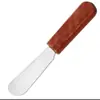 Fábrica en stock mango de madera acero inoxidable cuchillo para untar mermelada crema raspador de queso cuchillo para mantequilla herramienta para hornear