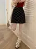 Falda midi retro de lunares para mujer, nuevo verano 2026, de cintura alta, corte ajustado, elegante, versátil, popular falda corta de línea A