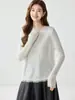Suéter de Cachemir con Flecos y Borlas para Mujer 2026 Otoño Invierno Cuello Redondo Lentejuelas Top Versátil Pulóver Tejido Capa Base