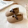 Sapatos Mary Jane Retrô para Meninas, Novos Sapatos de Tecido e Couro com Solado Macio para Outono, Sapatos Baixos Infantis para 3-6 Anos, Sapatos de Princesa