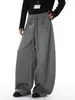 Calça Jogger Casual Cinza Marca Tendência Versátil Estilo Preguiçoso Calça Esportiva Fluida Estilo Old Money Calça Longa Wide-Leg