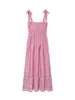 Ropa de Mujer Transfronteriza 2026 Verano Nuevo Producto Elegante Rayas Adelgazantes Lazo Vestido Midi 2298/088