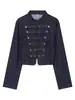 Chaqueta de Mezclilla para Mujer Marca Z Transfronteriza Aliexpress Estilo Europeo y Americano con Decoración de Botones, Popular Color Azul Oscuro Cómoda Casual Za