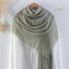 Bufanda de Algodón y Lino Plisada de Color Sólido de Venta Caliente Transfronteriza, Pañuelo de Cabeza Malayo Multicolor Arrugado de Moda con Flecos para Mujer