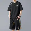 Conjunto Esportivo de Camelo Huagang Masculino Verão Seda de Gelo Secagem Rápida Manga Curta Tamanho Grande Masculino Casual Solto Vestuário Masculino Atacado