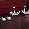 Pendientes Sencillos de Plata de Ley con Perlas Estilo Japonés y Coreano Pendientes Pequeños Estilo Fresco Pendientes Hoja de Árbol Estilo Mori Gancho para la Oreja Colgante Trasero Pendientes Elegantes
