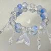 Popular Pulsera Serie Azul con un Fresco Estilo Oceánico, Versátil y Elegante Pulsera Estilo Palacio Cola de Pez Cadena de Cuentas Regalo para Estudiantes